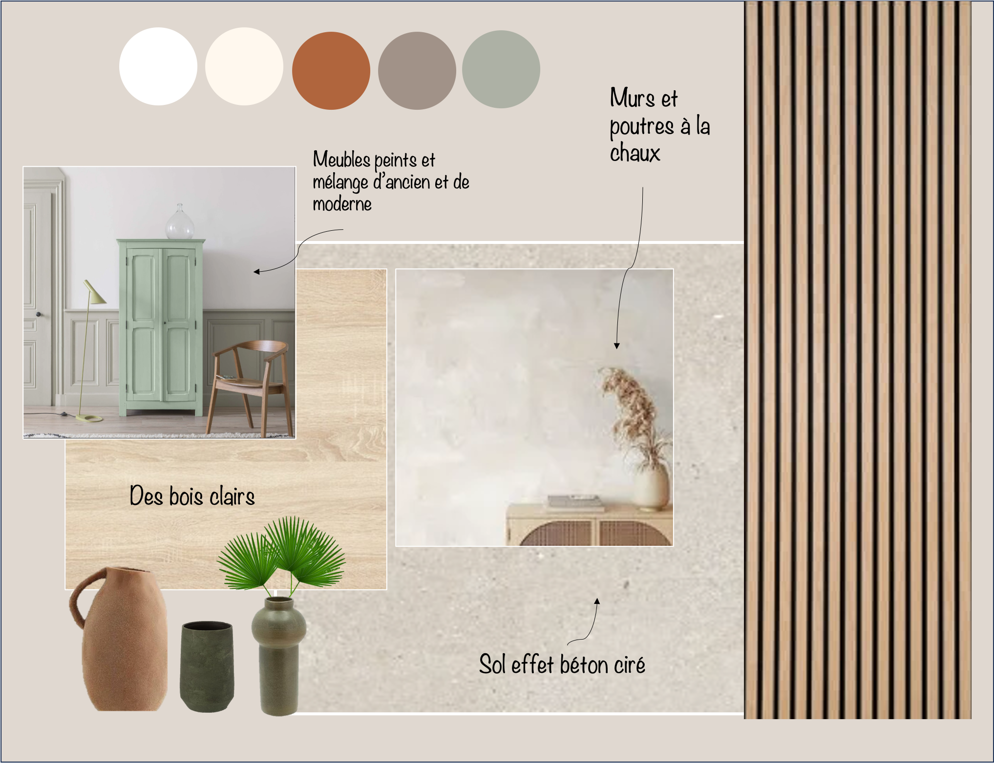 planche d'ambiance (premières idées) pour un projet clé en main, à Montpellier réalisé par lovelldeco architecte et décoratrice d'intérieur
