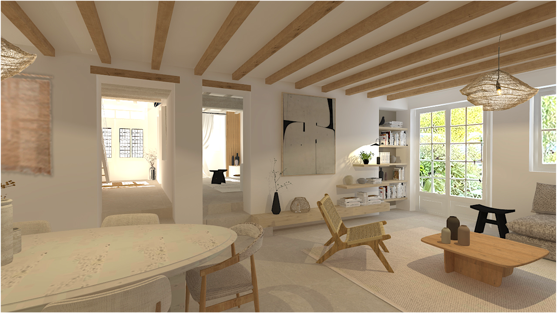 projet d'aménagement du salon en slow design à Montpellier réalisé par Lovelldeco architecte d'intérieur et décoratrice