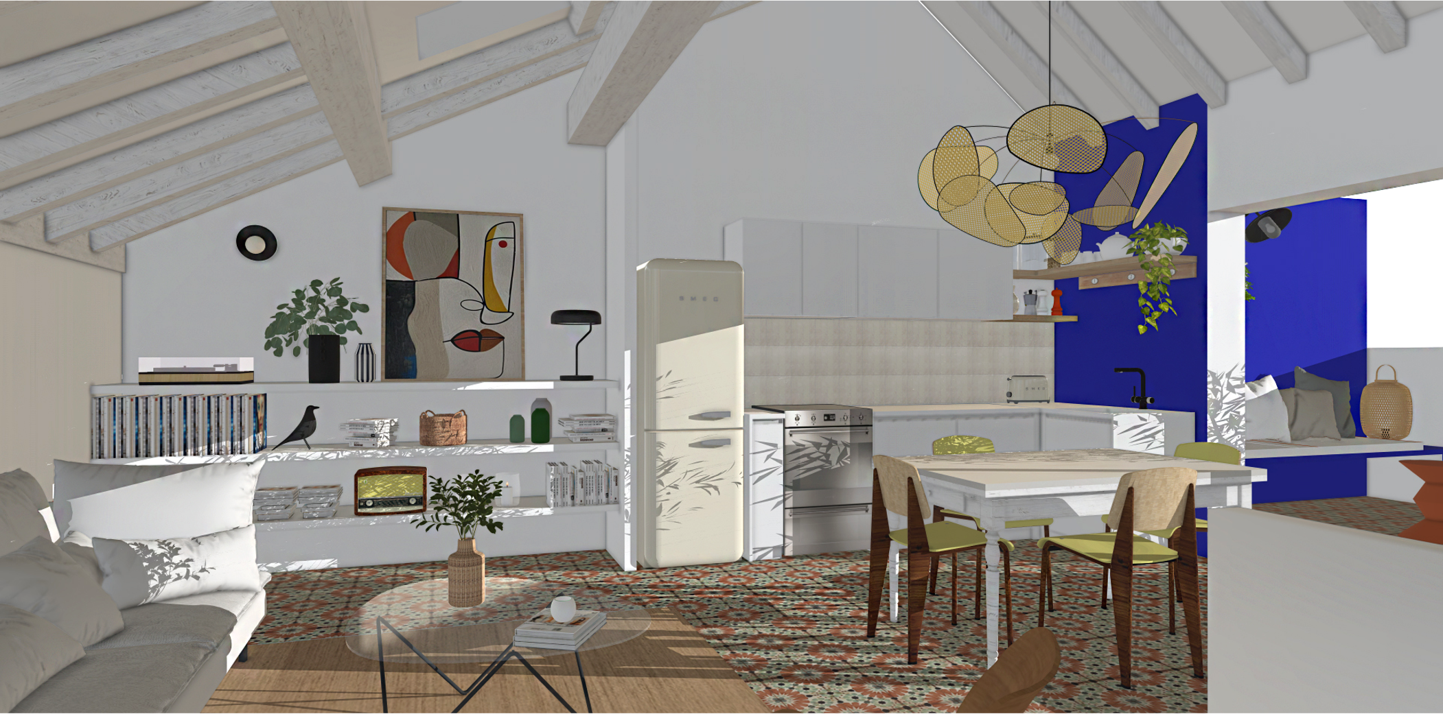 Projet de décoration modélisé en 3D sous SketchUp- Positionner des textures_ Formations SketchUp Narbonne Béziers.