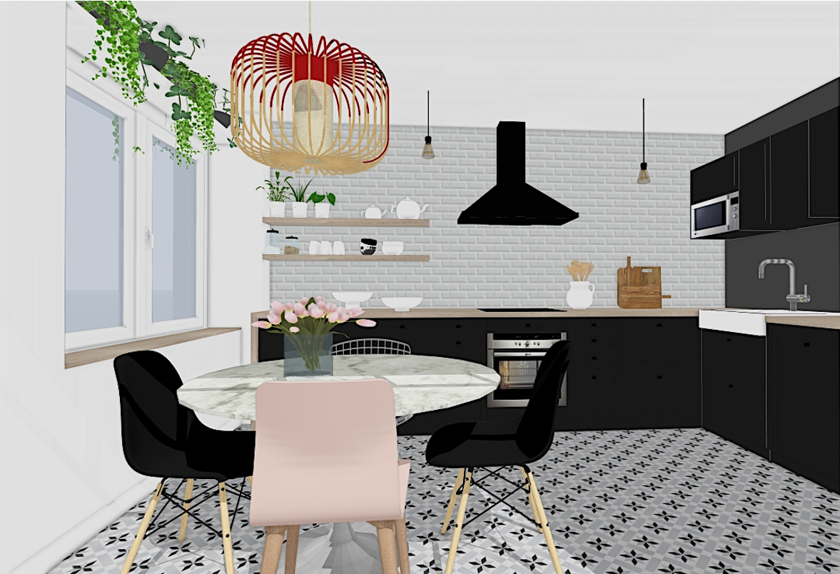 Visualisation 3D d'un projet d'aménagement intérieur et ambiance réelle correspondante