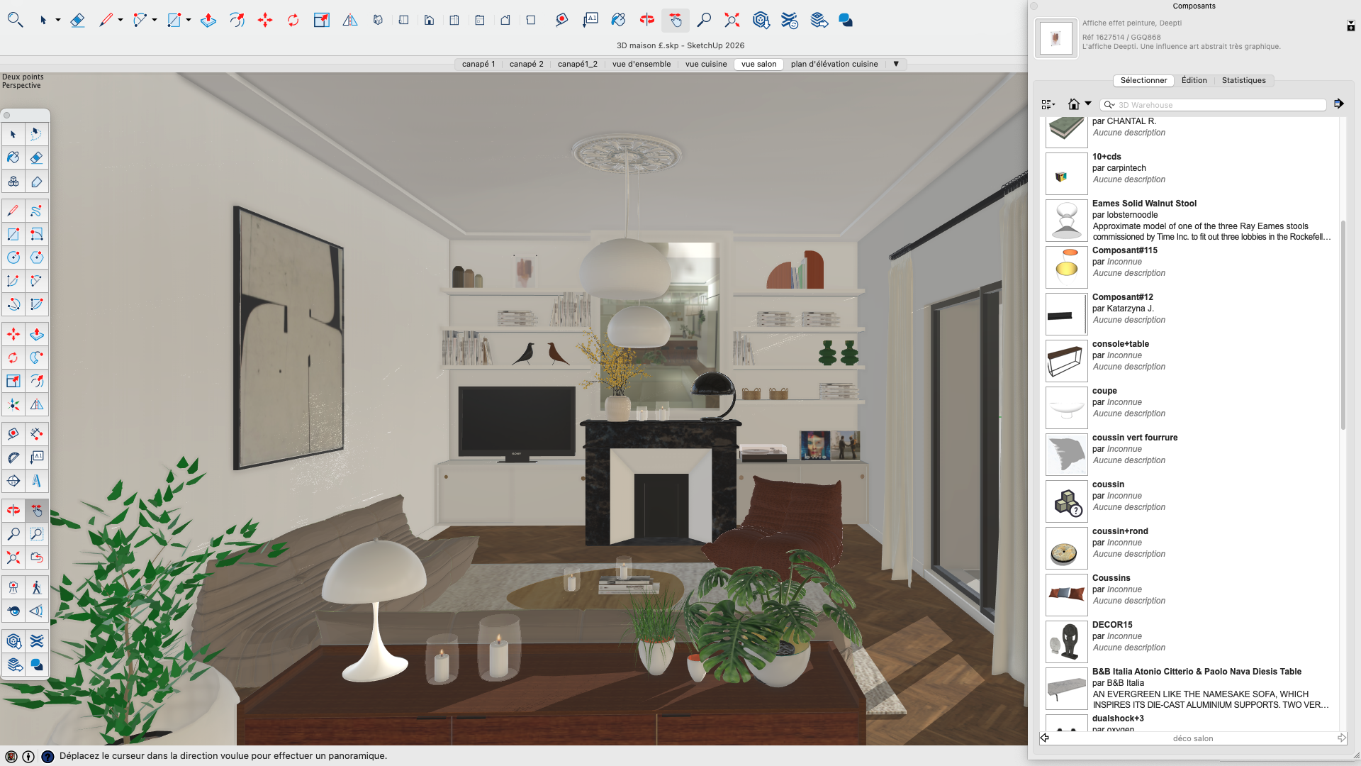 Bibliothèque de composants dans SketchUp pour projet d'aménagement intérieur-formation SketchUp Béziers