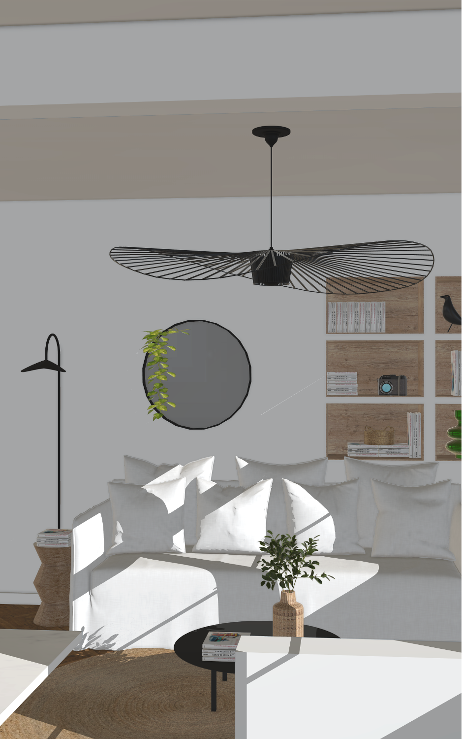 Projet SketchUp d’aménagement intérieur utilisé dans le cadre d’une formation professionnelle