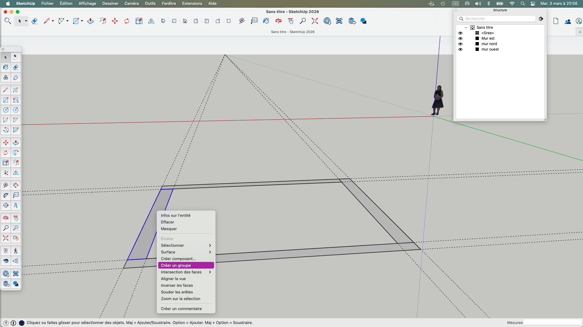 Créer un groupe Sketchup isoler géométrie modèle