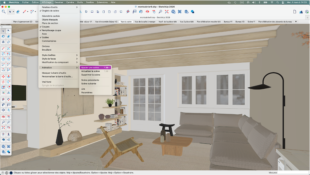crer scene sketchup projet intérieur