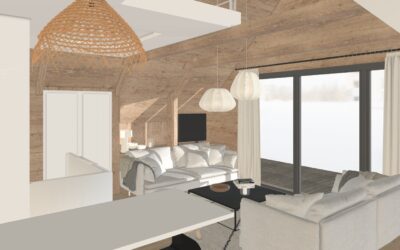 Rénovation d’une pièce à vivre de chalet : ouvrir l’espace, agrandir la cuisine et éclaircir l’ambiance