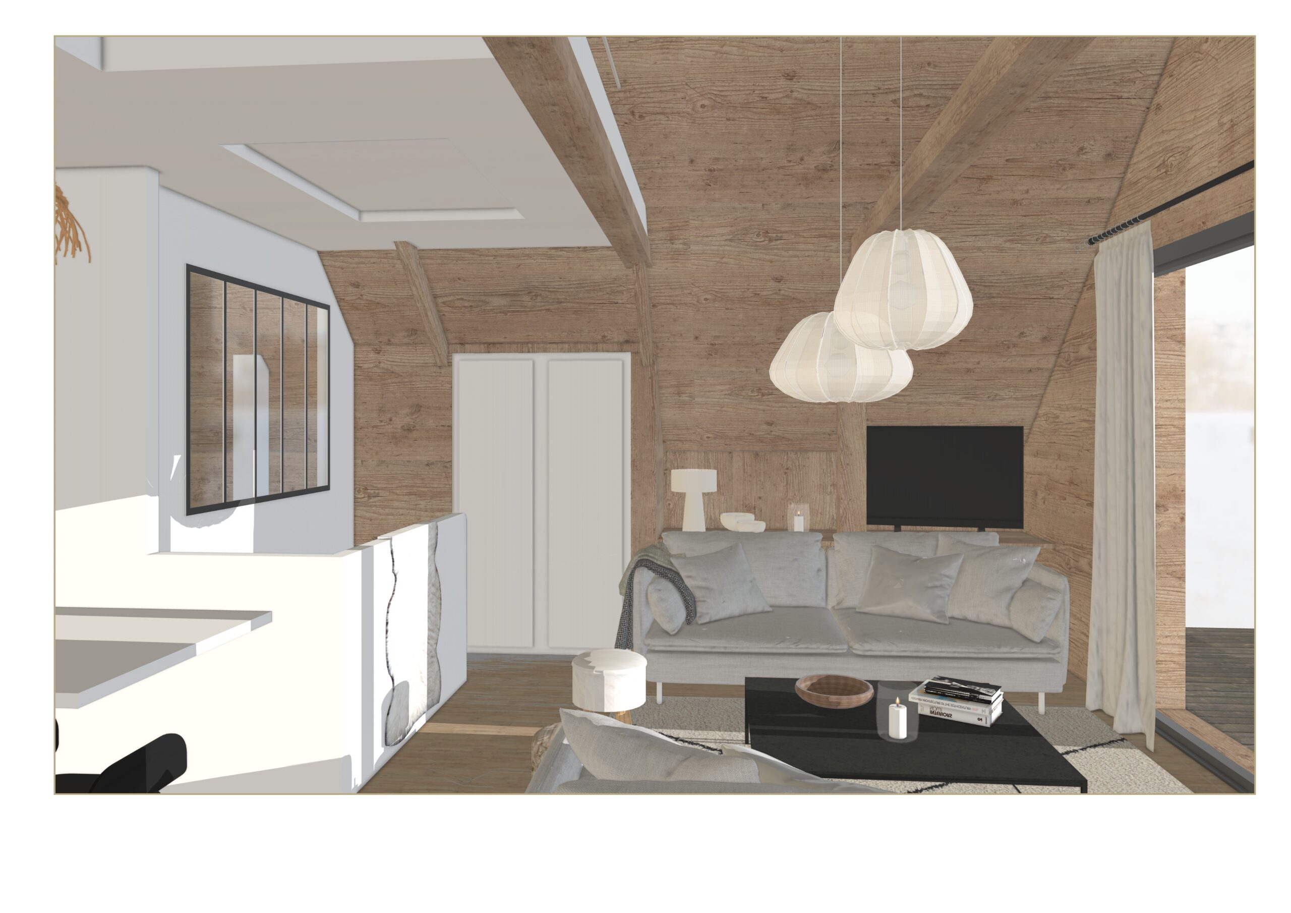 Rénovation intérieure de chalet avec bois clair pour moderniser la pièce à vivre sans perdre son charme