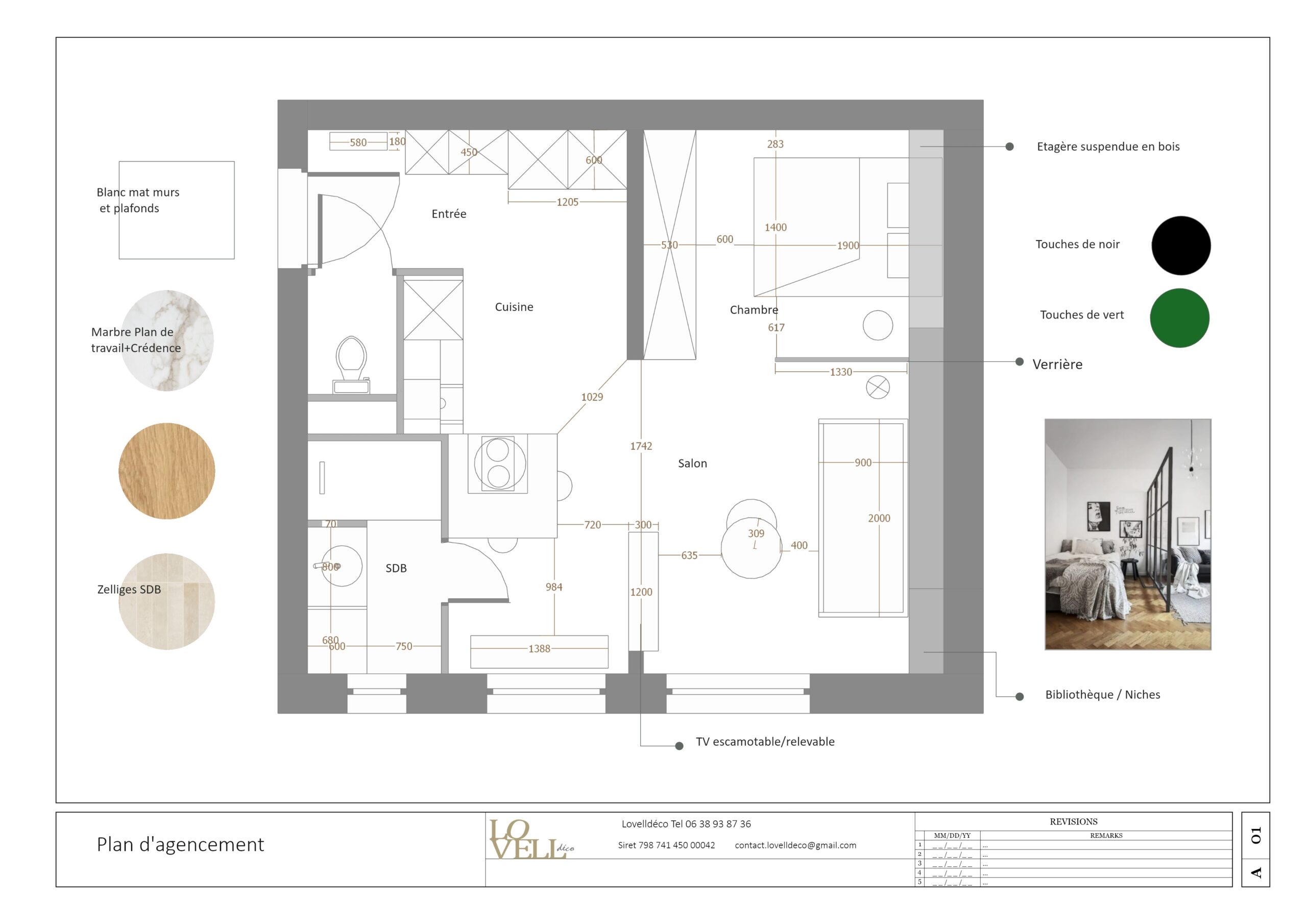 Formation SketchUp Montpellier plan 2D et vue 3D d'un projet d'aménagement intérieur