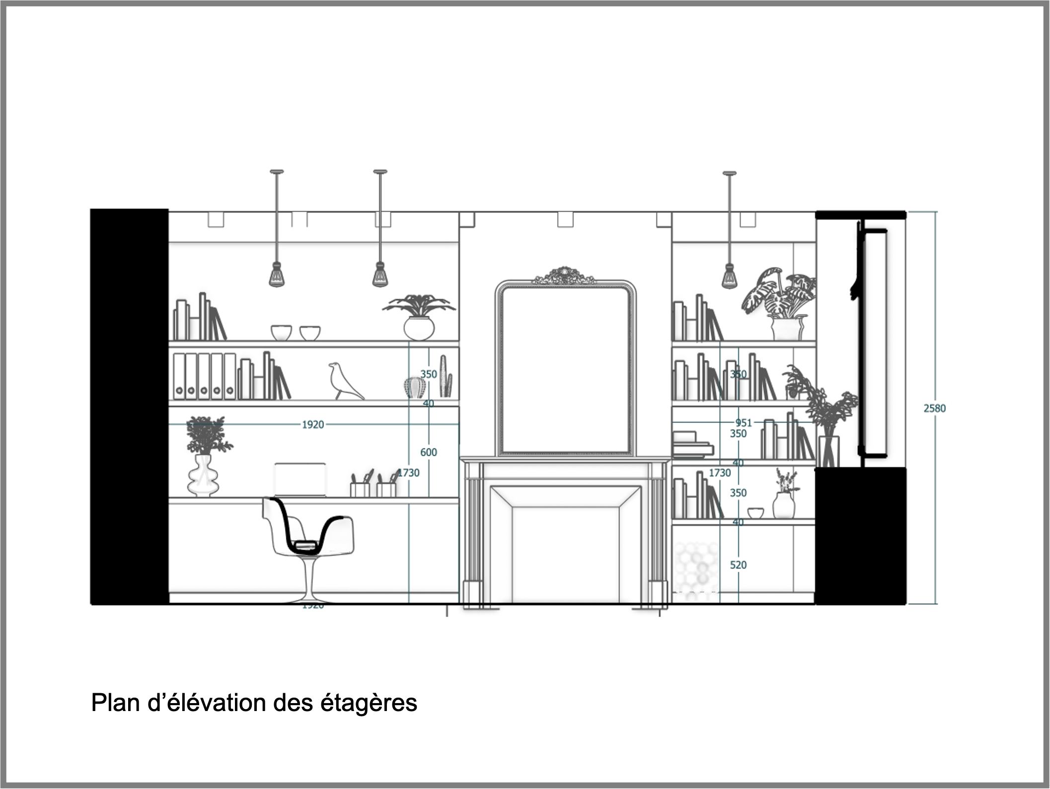 plan d'élévation réalisé sur SketchUp dans le cadre d'une formation SketchUp à Montpellier