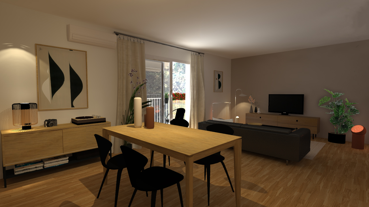 Mobilier design intégré dans un intérieur avec SketchUp