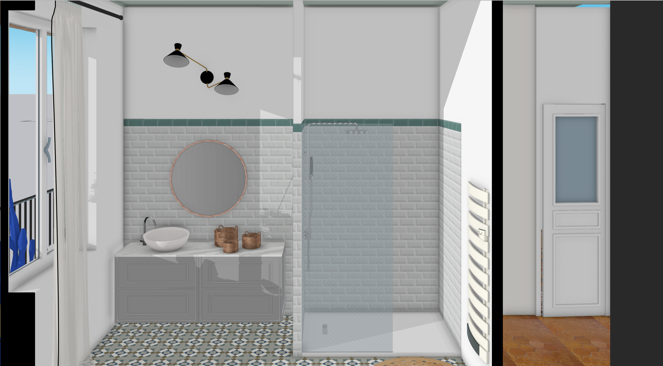 Visualisation 3D SketchUp de carrelage dans une salle de bain